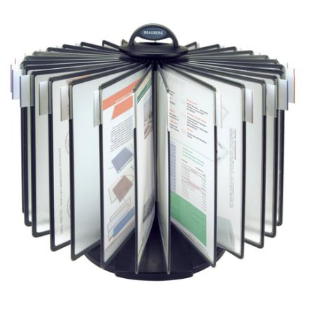 Демосистема настольная на 30 панелей, с 30 серыми панелями А4, вращающаяся, BRAUBERG, 231237 Демосистема настольная на 30 панелей, с 30 серыми панелями А4, вращающаяся, BRAUBERG, 231237