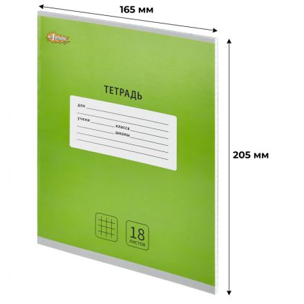 Тетрадь школьная А5, 18 л. клетка, Интенсив Зеленый, 10шт/уп арт.1711064