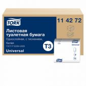 Бумага туалетная TORK (Система Т3) UNIVERSAL, КОМПЛЕКТ 40 шт., листовая, 250 л., 11х23 см, 1-слойная, 114272