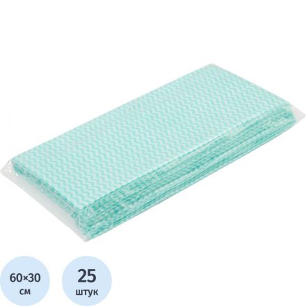 Салфетки хозяйственные SYR нетканое полотно 30х60см 25шт/уп зеленые 993499