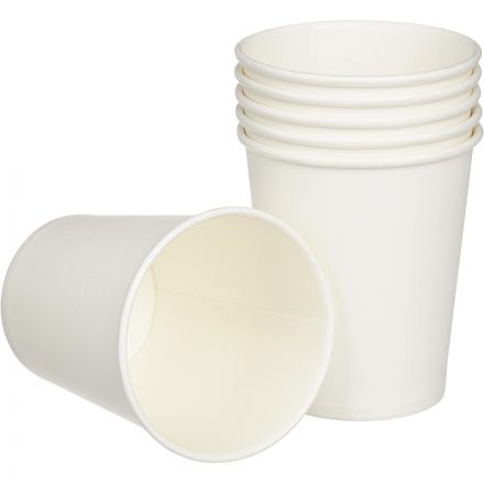 Стакан одноразовый бум 1-сл. d-80мм 200/250мл белый КОМУС 8OZ 50шт/уп
