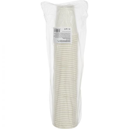 Стакан одноразовый бум 1-сл. d-80мм 200/250мл белый КОМУС 8OZ 50шт/уп