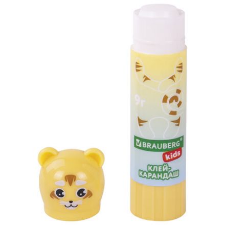 Клей-карандаш "Пастельные зверята: мышка, тигр, бегемот", 9 г, фигурный колпачок, BRAUBERG KIDS, 271140 Клей-карандаш "Пастельные зверята: мышка, тигр, бегемот", 9 г, фигурный колпачок, BRAUBERG KIDS, 271140