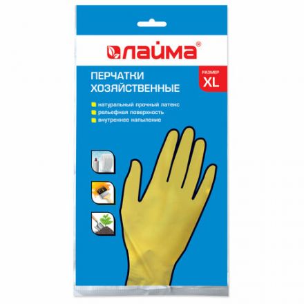 Перчатки МНОГОРАЗОВЫЕ латексные LAIMA "СТАНДАРТ", х/б напыление, ПЛОТНЫЕ, размер 9-10, XL (очень большой), желтые, вес 48 г, 600782 Перчатки МНОГОРАЗОВЫЕ латексные LAIMA "СТАНДАРТ", х/б напыление, ПЛОТНЫЕ, размер 9-10, XL (очень большой), желтые, вес 48 г, 600782