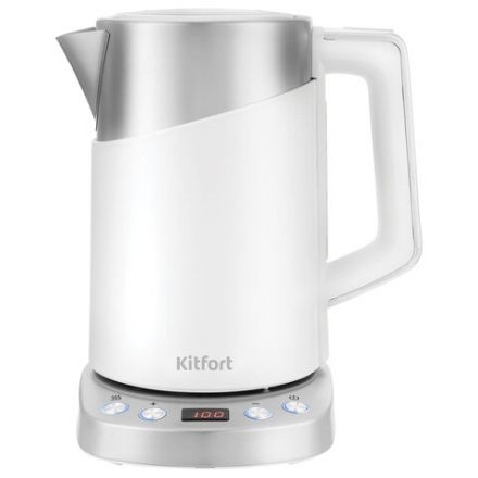 Чайник KITFORT КТ-660-1, 1,7 л, 2200 Вт, закрытый нагревательный элемент, ТЕРМОРЕГУЛЯТОР, двойные стенки, белый Чайник KITFORT КТ-660-1, 1,7 л, 2200 Вт, закрытый нагревательный элемент, ТЕРМОРЕГУЛЯТОР, двойные стенки, белый