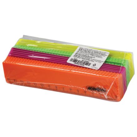 Линейка пластиковая 15 см, ПИФАГОР, неоновая, ассорти, с волнистым краем, 210614 Линейка пластиковая 15 см, ПИФАГОР, неоновая, ассорти, с волнистым краем, 210614