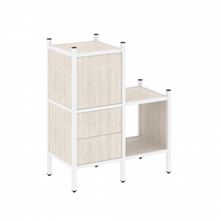 Loft Прямой стеллаж наборный VR.L-11 Денвер светлый/Белый металл 862*446*1047