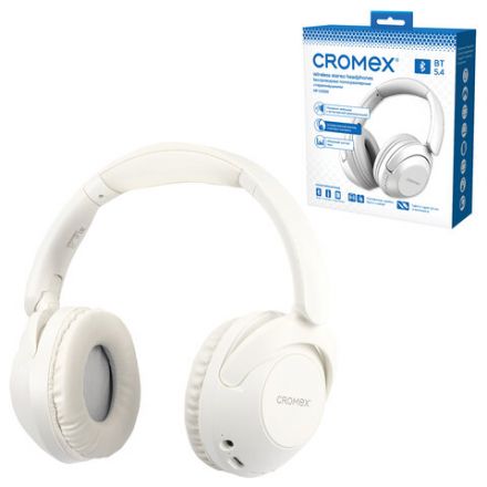 Наушники беспроводные полноразмерные складные раздвижные, CROMEX (КРОМЕКС) HP-043W, Bluetooth 5.4, белые, 514120