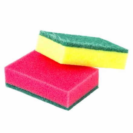 Губки для посуды 8х5,3х2,6 см, КОМПЛЕКТ 10 шт., STANDART, поролон с абразивным слоем, LAIMA К002, 601551