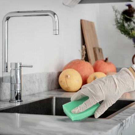 Губки для посуды 8х5,3х2,6 см, КОМПЛЕКТ 10 шт., STANDART, поролон с абразивным слоем, LAIMA К002, 601551