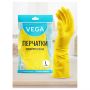 Перчатки резиновые хозяйственные Vega, многоразовые, хлопчатобумажное напыление, р. L, желтые, пакет с европодвесом Перчатки резиновые хозяйственные Vega, многоразовые, хлопчатобумажное напыление, р. L, желтые, пакет с европодвесом
