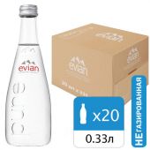 Вода негазированная минеральная EVIAN 0,33 л, стеклянная бутылка, 10717