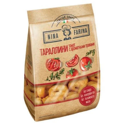 Мини-сушки (тараллини) NINA FARINA с томатом и ароматными травами, пакет, 180 г, ВТ003 Мини-сушки (тараллини) NINA FARINA с томатом и ароматными травами, пакет, 180 г, ВТ003