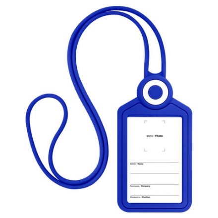 Бейдж вертикальный для пропуска и ID-карт, СИЛИКОНОВЫЙ, 85х54 мм, шнурок 42 см, синий, BRAUBERG, 238902 Бейдж вертикальный для пропуска и ID-карт, СИЛИКОНОВЫЙ, 85х54 мм, шнурок 42 см, синий, BRAUBERG, 238902