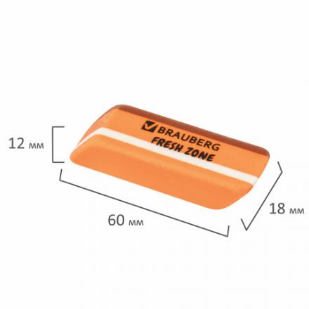 Ластик большой BRAUBERG "Fresh Zone", 60х18х12 мм, цвет ассорти, прямоугольный, скошенный, 228717