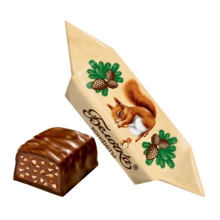 Конфеты Белочка глазиров. шок. глазурью с корпусами типа пролине 1 кг/шт Конфеты Белочка глазиров. шок. глазурью с корпусами типа пролине 1 кг/шт