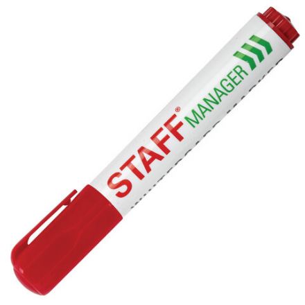 Маркер стираемый для белой доски КРАСНЫЙ, STAFF "Manager" WBM-491, 5 мм, с клипом, 151493 Маркер стираемый для белой доски КРАСНЫЙ, STAFF "Manager" WBM-491, 5 мм, с клипом, 151493