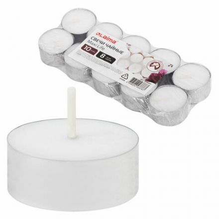 Свечи чайные Maxi Life, до 8 часов горения, вес 21 г, КОМПЛЕКТ 10шт., в гильзе, LAIMA, 609201 Свечи чайные Maxi Life, до 8 часов горения, вес 21 г, КОМПЛЕКТ 10шт., в гильзе, LAIMA, 609201