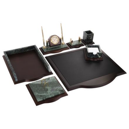 Набор настольный GALANT из мрамора, 7 предметов, зеленый мрамор/отделка красное дерево, 231485 Набор настольный GALANT из мрамора, 7 предметов, зеленый мрамор/отделка красное дерево, 231485