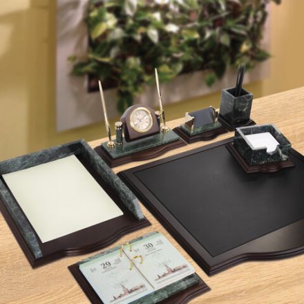 Набор настольный GALANT из мрамора, 7 предметов, зеленый мрамор/отделка красное дерево, 231485 Набор настольный GALANT из мрамора, 7 предметов, зеленый мрамор/отделка красное дерево, 231485