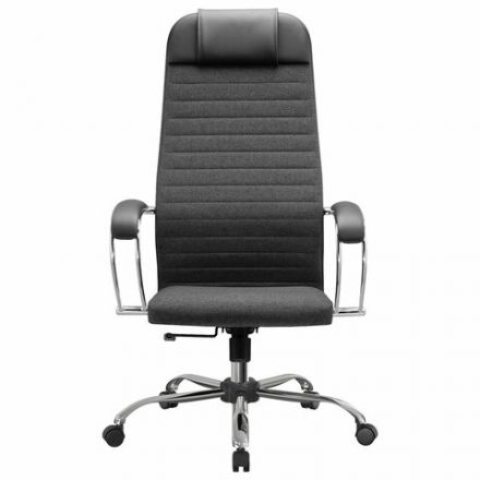 Кресло офисное МЕТТА "К-27" хром, ткань, сиденье и спинка мягкие, серое