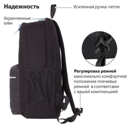 Рюкзак BRAUBERG FASHION CITY универсальный, 2 отделения, "Skateboard", черный, 46х31х15 см, 229969 Рюкзак BRAUBERG FASHION CITY универсальный, 2 отделения, "Skateboard", черный, 46х31х15 см, 229969