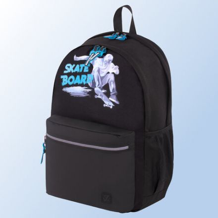 Рюкзак BRAUBERG FASHION CITY универсальный, 2 отделения, "Skateboard", черный, 46х31х15 см, 229969 Рюкзак BRAUBERG FASHION CITY универсальный, 2 отделения, "Skateboard", черный, 46х31х15 см, 229969
