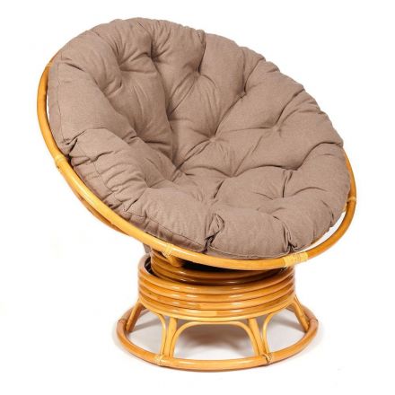 Кресло-качалка Папасан/Papasan (W 23/01 B) /с подушкой/ 115х78х104см, медовый, экошерсть коричневый, 1811-5