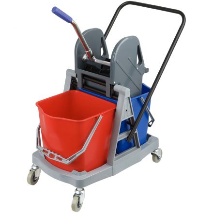 Тележка уборочная OfficeClean Professional, 2 съемных ведра 17л., механический отжим, пластиковый каркас Тележка уборочная OfficeClean Professional, 2 съемных ведра 17л., механический отжим, пластиковый каркас
