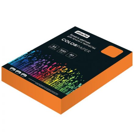 Бумага цветная Attache (оранжевый интенсив), 80г, А4, 500 л Бумага цветная Attache (оранжевый интенсив), 80г, А4, 500 л