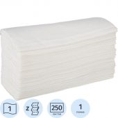 Полотенца бумажные Z 1сл 250л 24х21,6см 100% целлюлоза белые