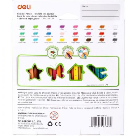 Карандаши цветные 24цв 3-гран Deli Enovation, пластик, EC113-24 Карандаши цветные 24цв 3-гран Deli Enovation, пластик, EC113-24
