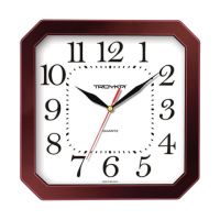 Часы настенные TROYKATIME (TROYKA) 31331316, восьмигранник, белые, коричневая рамка, 29х29х3,5 см