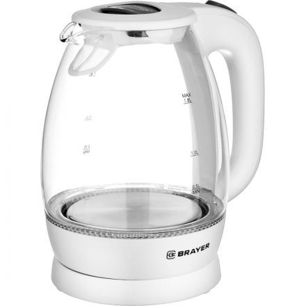 Чайник электрический BRAYER BR1013WH, 2200 Вт, 1,8 л, высокопроч.стекл Чайник электрический BRAYER BR1013WH, 2200 Вт, 1,8 л, высокопроч.стекл