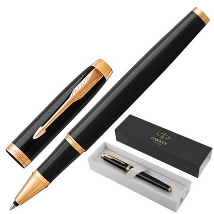 Ручка-роллер PARKER "IM Core Black Lacquer GT", черный глянцевый лак, позолота, черная, 1931659 Ручка-роллер PARKER "IM Core Black Lacquer GT", черный глянцевый лак, позолота, черная, 1931659