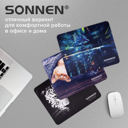 Коврик для мыши SONNEN "SINGULARITY", резина + ткань, 220х180х3 мм, 513293 Коврик для мыши SONNEN "SINGULARITY", резина + ткань, 220х180х3 мм, 513293