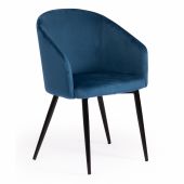 Кресло Tetchair LA FONTAIN (mod. 004) вельвет/металл, 60 х 57 х 84 см , синий (HLR 63)/черный