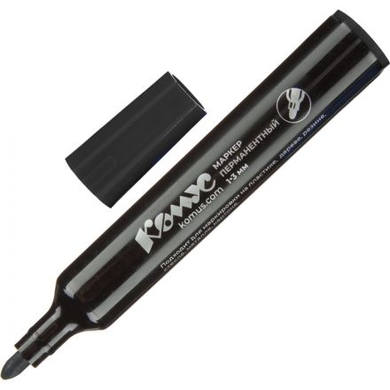 Маркер перманентный КОМУС черный 1-3мм кругл. наконечник Маркер перманентный КОМУС черный 1-3мм кругл. наконечник