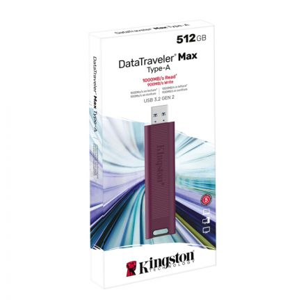 Флеш-память Kingston DataTraveler MaxA, 512 ГБ USB3.2 Gen 2 Type-A/бордовый Флеш-память Kingston DataTraveler MaxA, 512 ГБ USB3.2 Gen 2 Type-A/бордовый