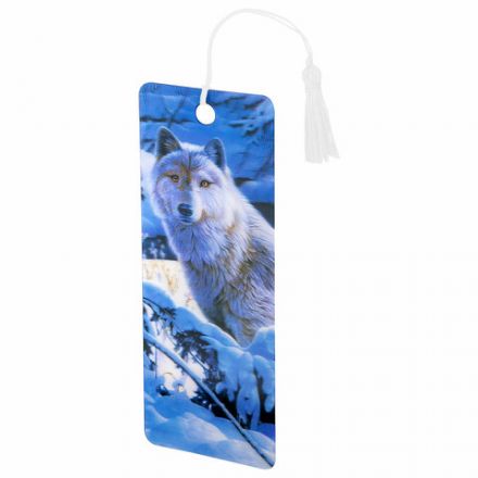 Закладка для книг с линейкой 3D-ОБЪЕМНАЯ BRAUBERG, "Белый волк", с декоративным шнурком, 125752 Закладка для книг с линейкой 3D-ОБЪЕМНАЯ BRAUBERG, "Белый волк", с декоративным шнурком, 125752