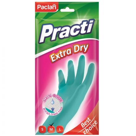 Перчатки резиновые Paclan Practi Extra Dry 407341 р.М Перчатки резиновые Paclan Practi Extra Dry 407341 р.М