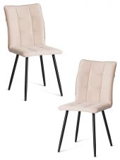 Стул обеденный Bari (2 шт. в упаковке) LT, велюр, бежевый/черный, 7, 41х55х89 см