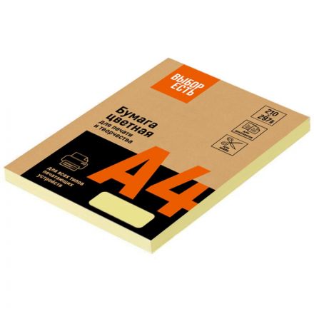 Бумага цветная ProMEGA jet (А4, 80 г, желтая пастель) 100 л Бумага цветная ProMEGA jet (А4, 80 г, желтая пастель) 100 л