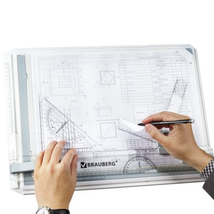 Доска чертежная А3, 505х370 мм, с рейсшиной, треугольником и чертежным узлом, BRAUBERG, 210536 Доска чертежная А3, 505х370 мм, с рейсшиной, треугольником и чертежным узлом, BRAUBERG, 210536