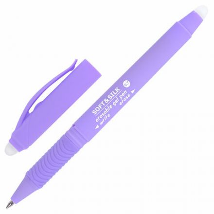 Ручка стираемая гелевая с грипом BRAUBERG "SOFT&SILK PASTEL", СИНЯЯ, корпус ассорти, узел 0,7 мм, 143934