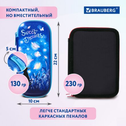 Пенал BRAUBERG, 1 отделение, 1 откидная планка, EVA, 22х10х5 см, "Sweet dreams", 270704 Пенал BRAUBERG, 1 отделение, 1 откидная планка, EVA, 22х10х5 см, "Sweet dreams", 270704
