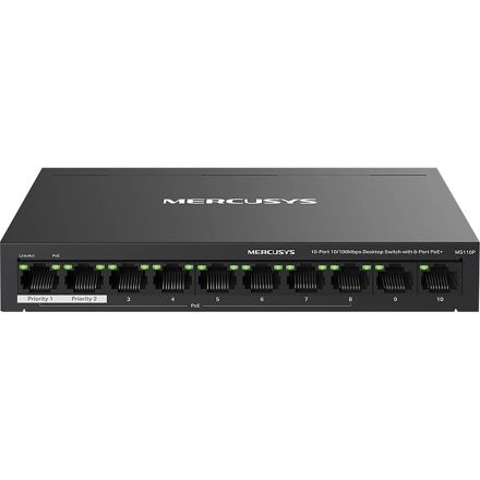 Коммутатор Mercusys MS110P (L2) 10x100Мбит/с 8PoE+ 65W неуправляемый Коммутатор Mercusys MS110P (L2) 10x100Мбит/с 8PoE+ 65W неуправляемый