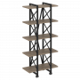 Loft Стеллаж на колесных опорах-5 полок VR.L-MST.K-5.4V Тиквуд тёмный/Чёрный металл 800*400*1704