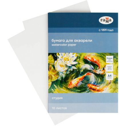 Папка для акварели,10л,А4 ГаммаСтудия,200г/м2,среднее зерно,40C03F710W