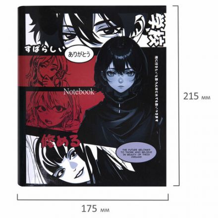 Тетрадь на кольцах А5 175х215 мм, 120 листов, твердый картон, клетка, BRAUBERG, "Anime Manga", 404715 Тетрадь на кольцах А5 175х215 мм, 120 листов, твердый картон, клетка, BRAUBERG, "Anime Manga", 404715